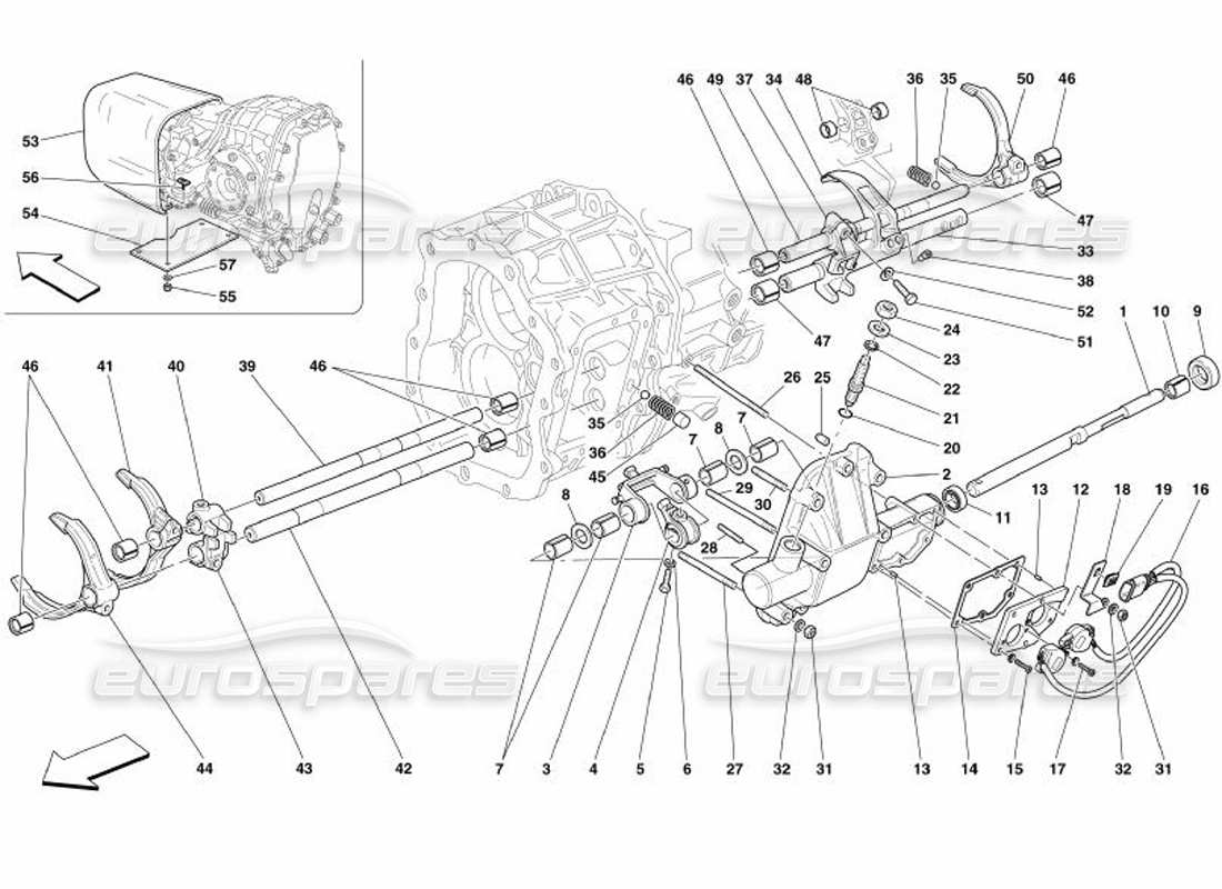 Ferrari 575 Superamerica Commandes internes de Boîte de vitesses - Valide pour F1- diagramme de pièce