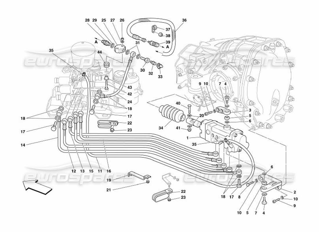 Ferrari 575 Superamerica F1 Commande hydraulique d'embrayage - Valable pour F1- Schéma des pièces