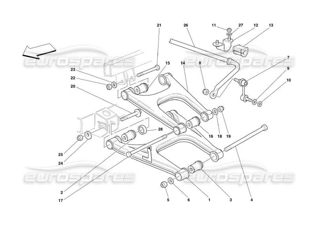 Ferrari 575 Superamerica Suspension arrière - Triangles et barre stabilisatrice Diagramme de pièce