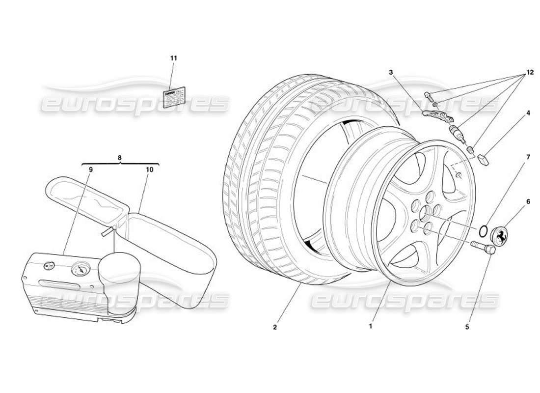 Ferrari 575 Superamerica roues Diagramme de pièce