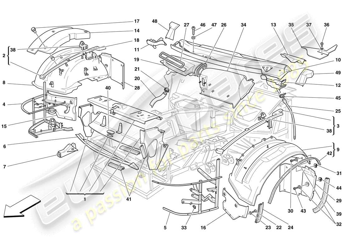 Ferrari 575 Superamerica Structures et composants avant Diagramme de pièce