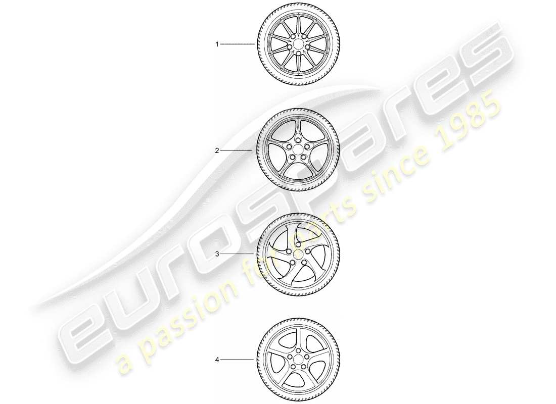 Porsche Tequipment catalogue (2010) ensembles de roues dentées Schéma des pièces