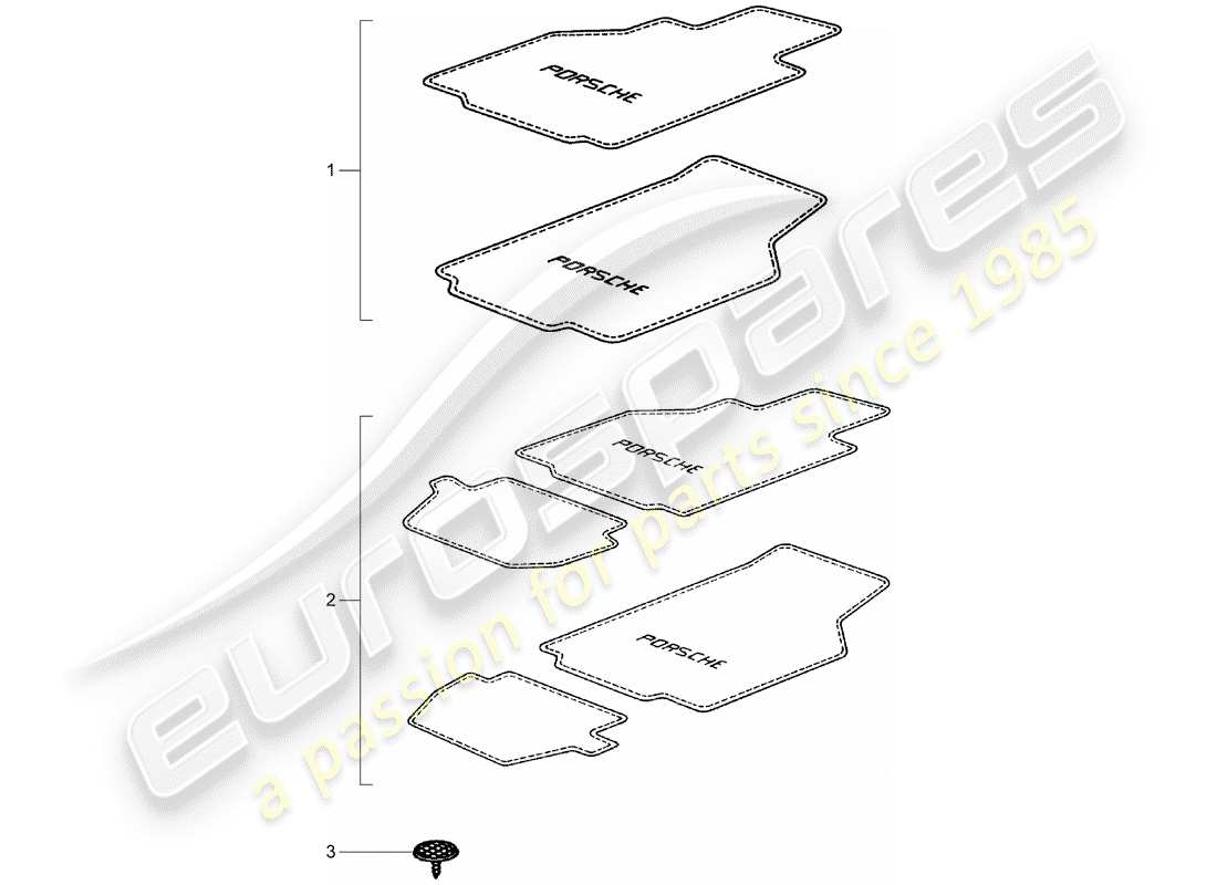 Porsche Tequipment catalogue (2010) tapis de sol Schéma des pièces