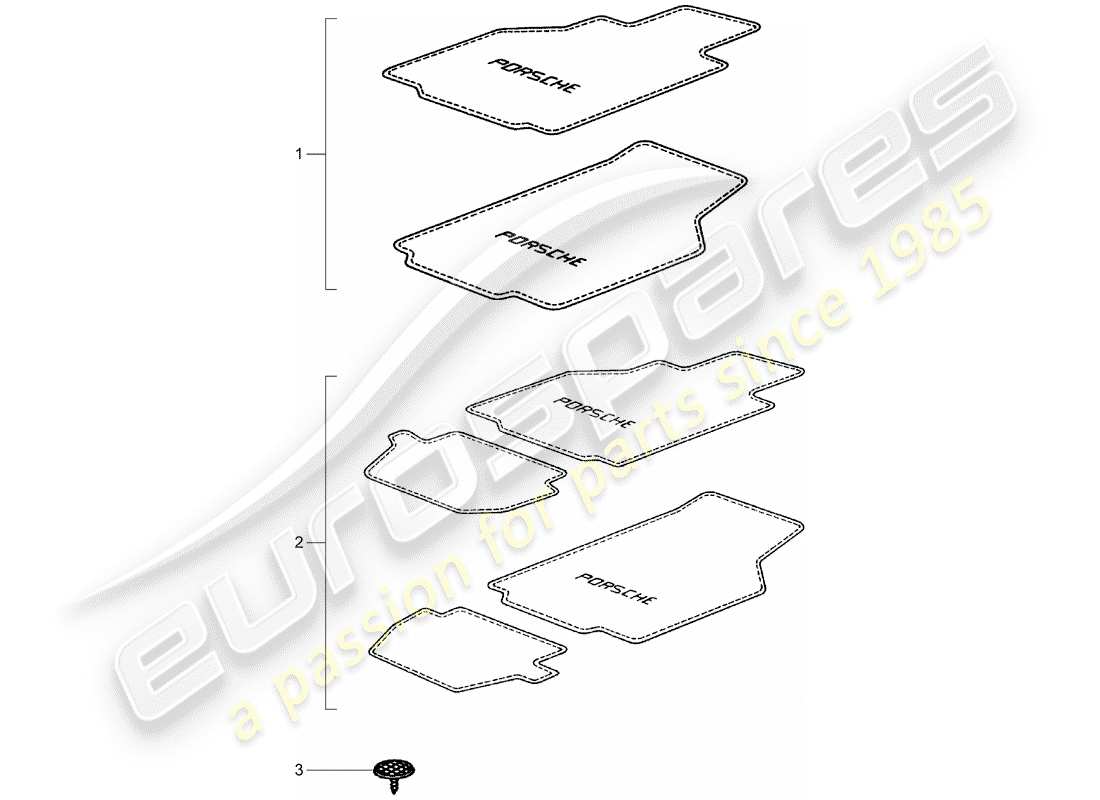 Porsche Tequipment catalogue (2012) tapis de sol Schéma des pièces