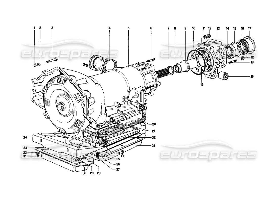 Ferrari 400i (1983 Mécanique) Transmission automatique (400 Automatique) Schéma des pièces