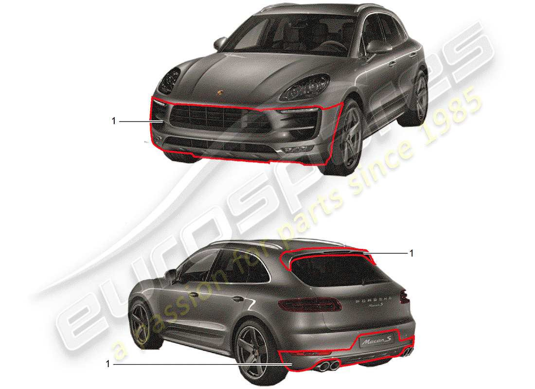 Porsche Tequipment Macan (2014) Pack Conception Sportive Diagramme de pièce