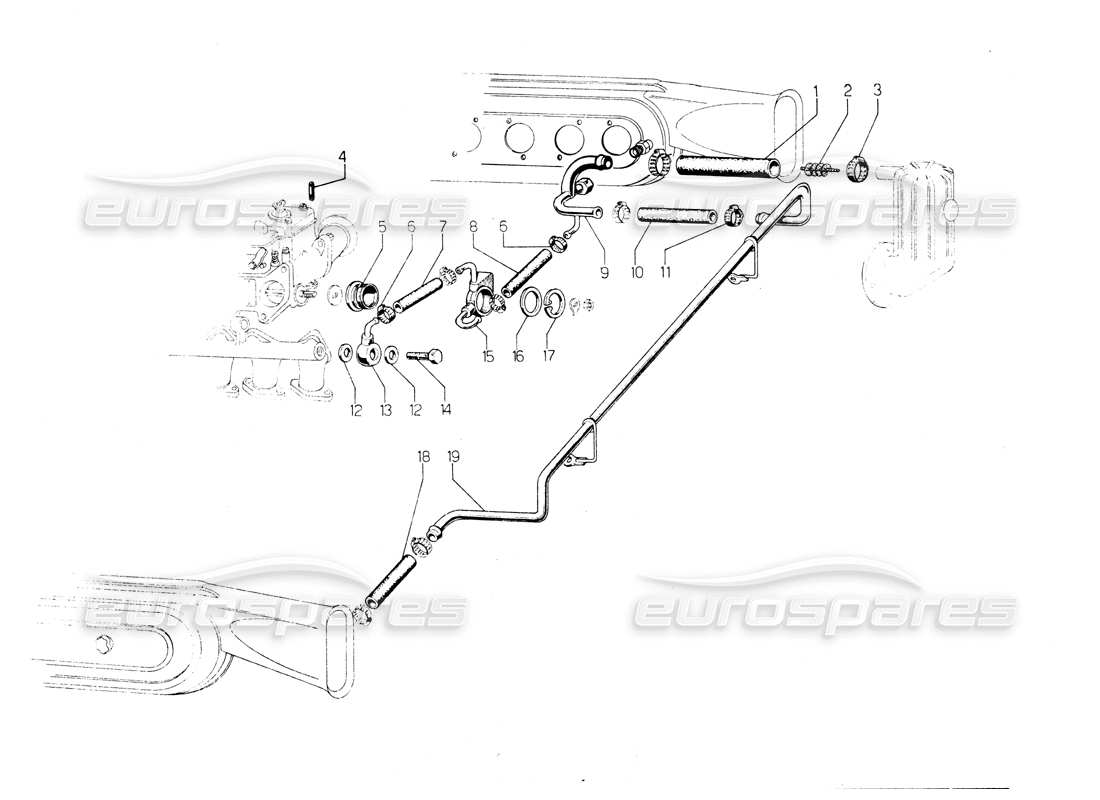 Lamborghini Countach LP400 Système de carburant Diagramme de pièce