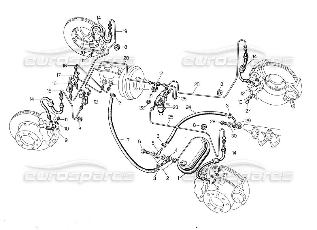 Lamborghini Countach LP400 Système de freinage Schéma des pièces