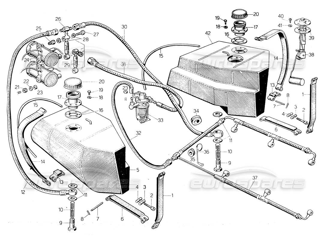 Lamborghini Countach LP400 Système de carburant Diagramme de pièce
