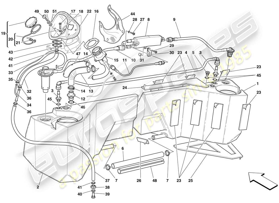 Maserati MC12 Réservoirs de carburant et syndicat Schéma des pièces