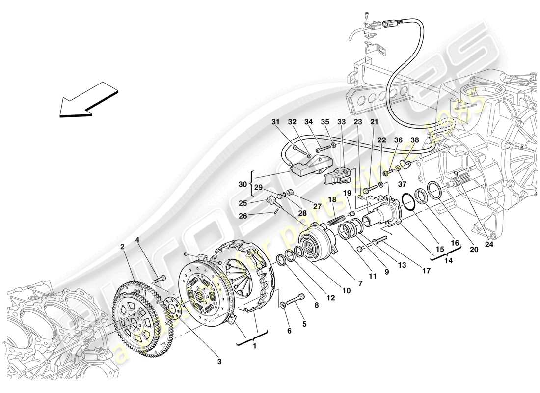 Maserati MC12 Embrayage et commandes Schéma des pièces