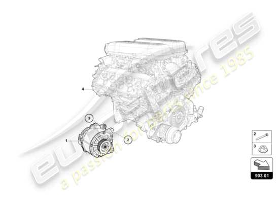 a part diagram from the Lamborghini Evo Spyder (2020) parts catalogue