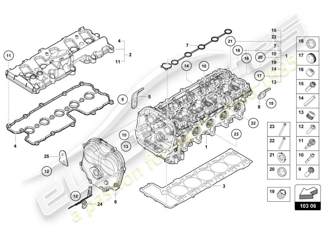 Lamborghini LP610-4 COUPÉ (2015) CULASSE COMPLÈTE Schéma des pièces
