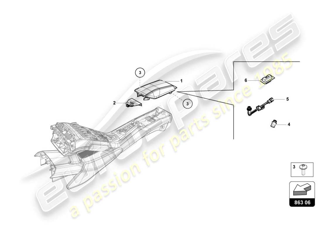 Lamborghini LP610-4 COUPÉ (2015) COMPARTIMENT DE RANGEMENT Schéma des pièces