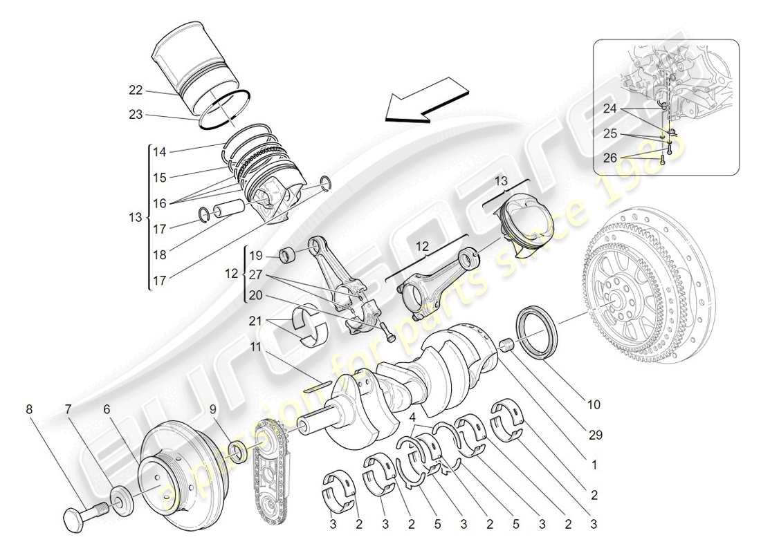 Maserati GranTurismo (2009) mécanisme à manivelle Diagramme de pièce