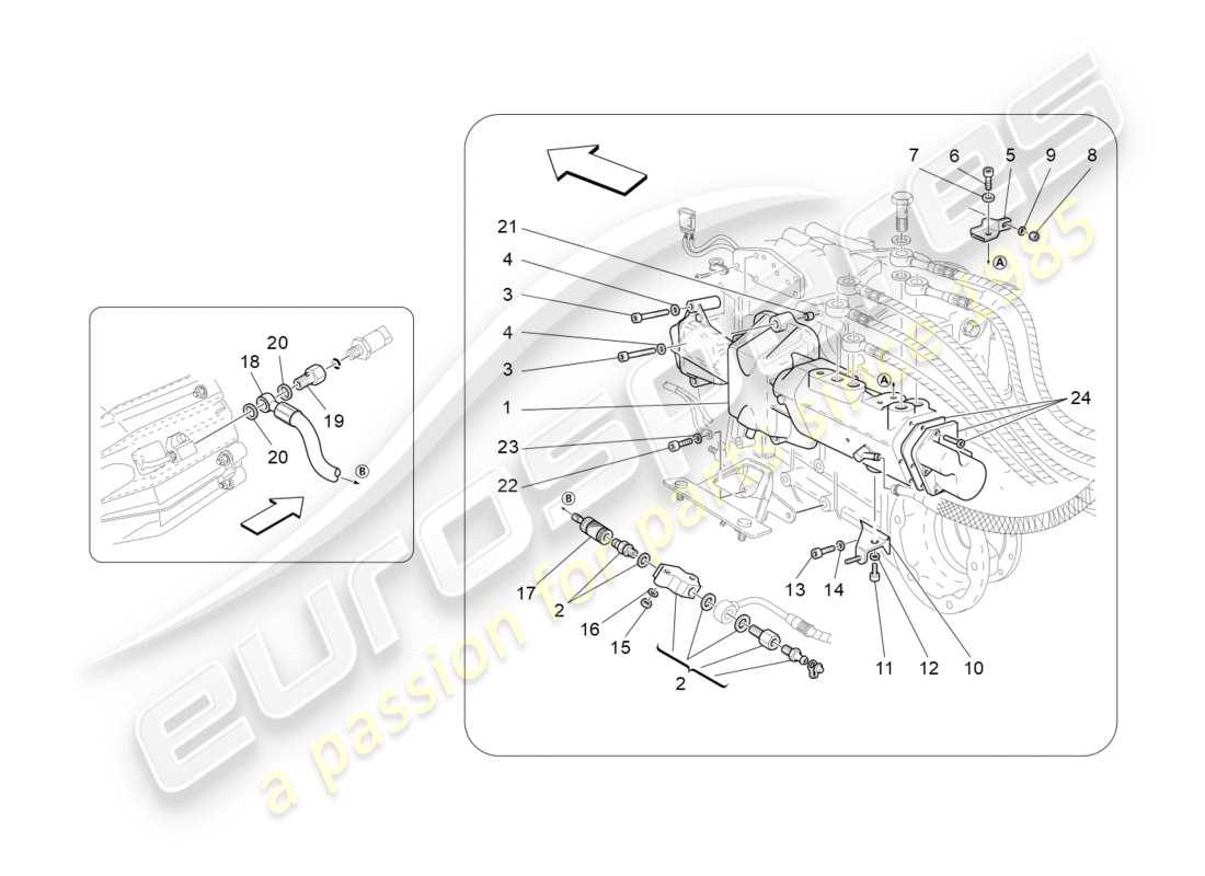 Maserati GranTurismo (2009) Pièces hydrauliques d'actionnement pour F1 boîte de vitesses Diagramme de pièce