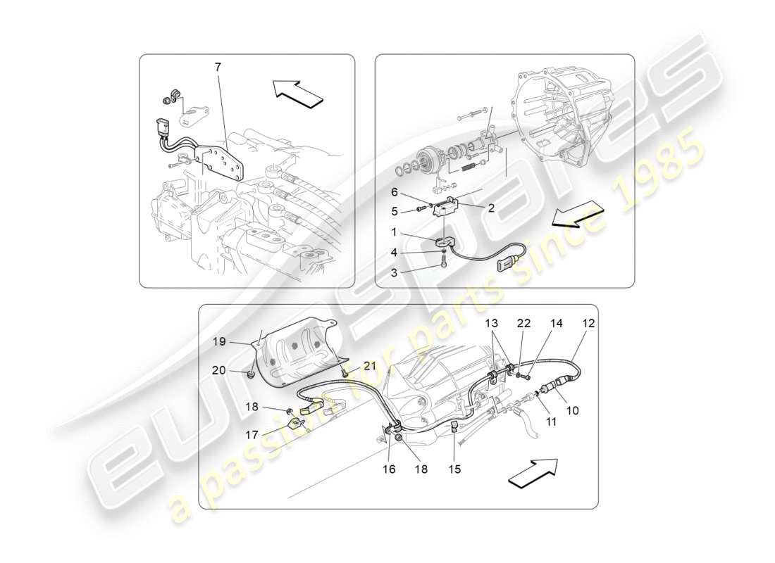 Maserati GranTurismo (2009) Commande d'embrayage électronique pour boîte de vitesses F1 Diagramme de pièce