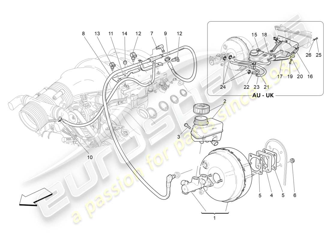 Maserati GranTurismo (2009) système d'asservissement de freinage Diagramme de pièce