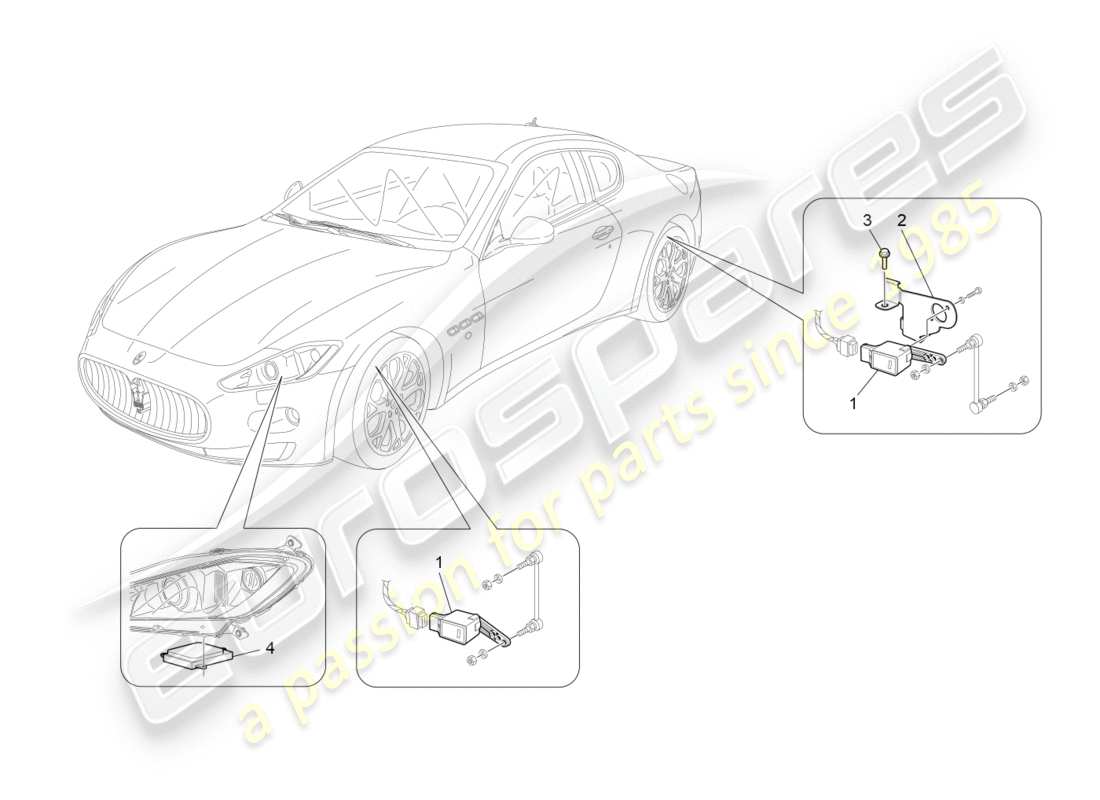 Maserati GranTurismo (2009) contrôle du système d'éclairage Diagramme de pièce