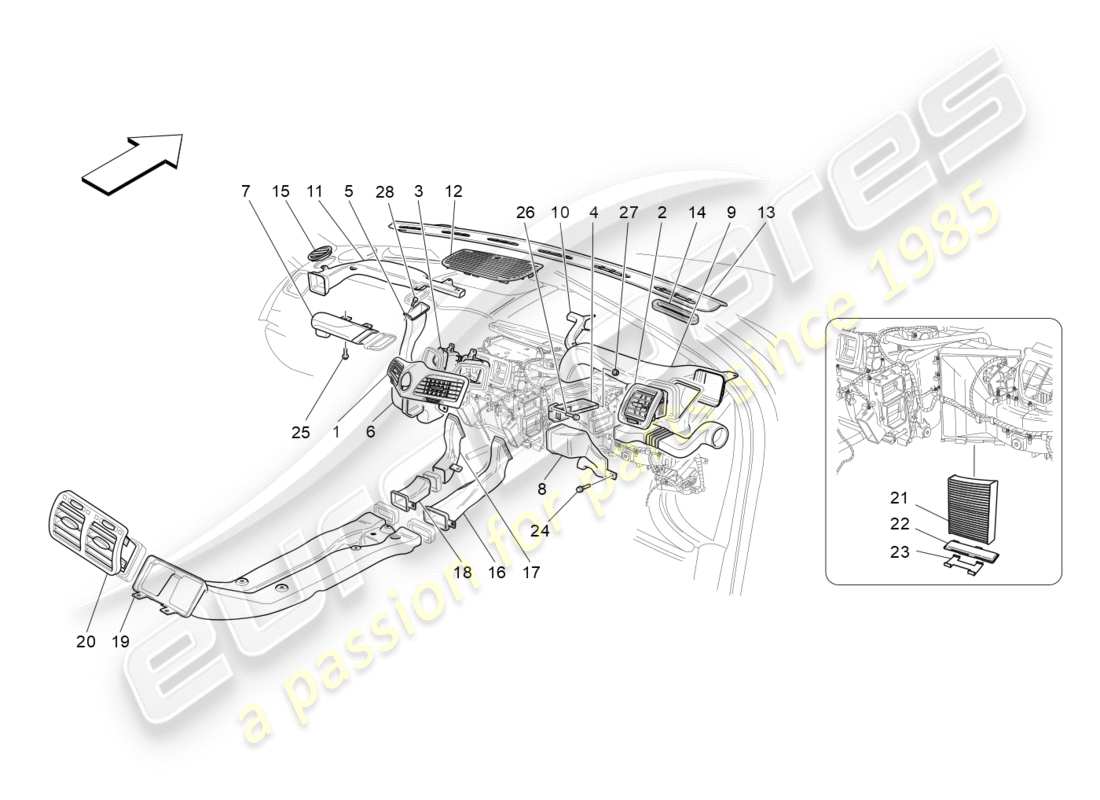 Maserati GranTurismo (2009) unité de climatisation : diffusion Diagramme de pièce