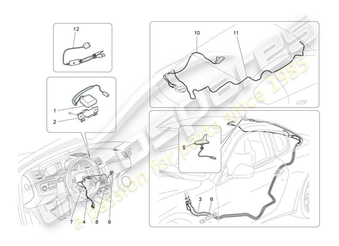 Maserati GranTurismo (2009) système de réception et de connexion Diagramme de pièce