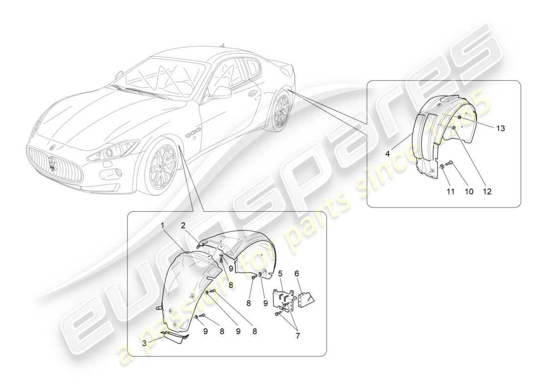 Maserati GranTurismo (2009) Timonerie et couvercles Diagramme de pièce