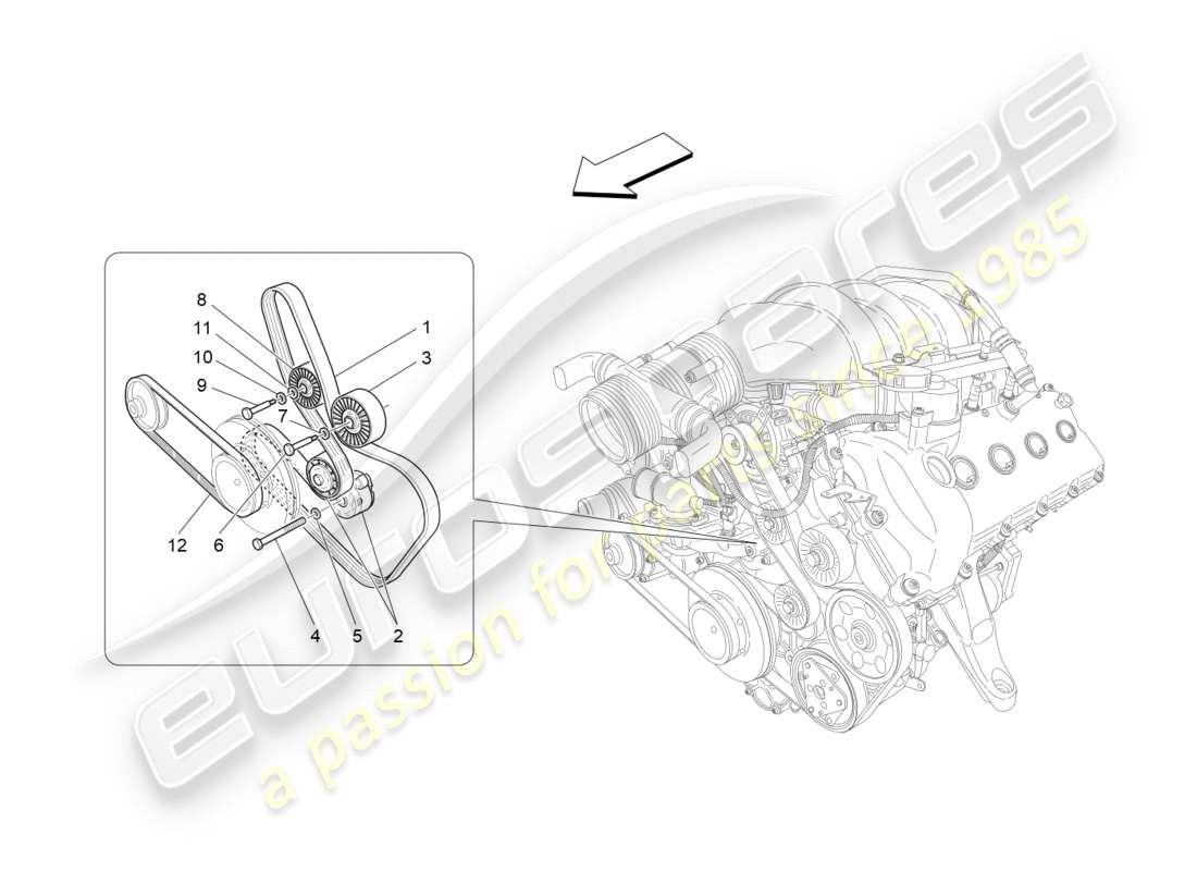 Maserati GranTurismo (2011) ceintures de dispositifs auxiliaires Diagramme de pièce