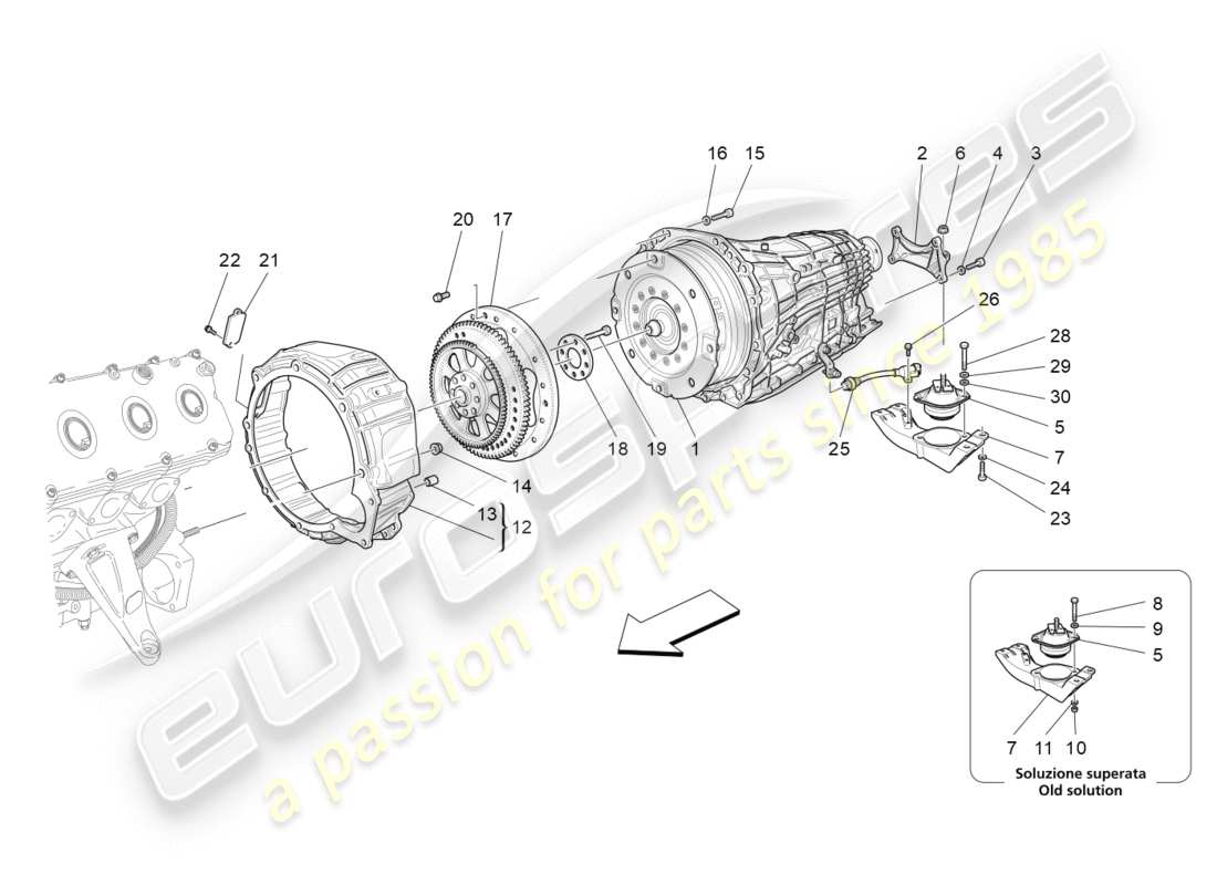 Maserati GranTurismo (2011) carters de boîte de vitesses Diagramme de pièce