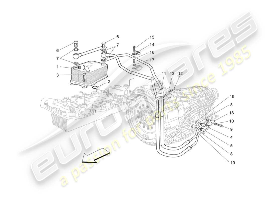 Maserati GranTurismo (2011) lubrification et refroidissement de l'huile de boîte de vitesses Diagramme de pièce