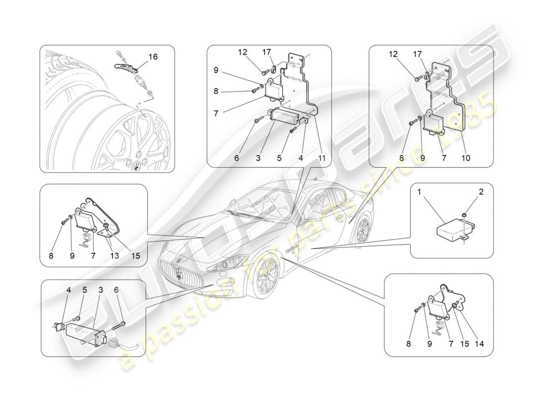 Maserati GranTurismo (2011) SYSTÈME DE SURVEILLANCE DE LA PRESSION DES PNEUS Diagramme de pièce