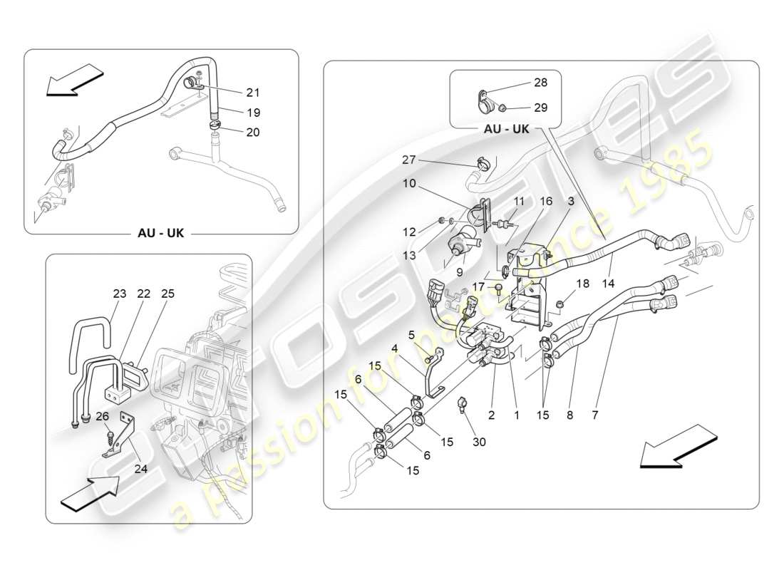 Maserati GranTurismo (2011) unité de climatisation : dispositifs du compartiment moteur Diagramme de pièce
