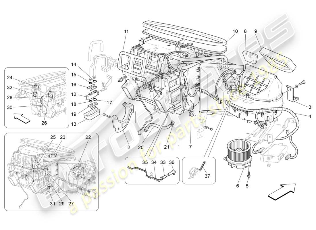 Maserati GranTurismo (2011) unité de climatisation : appareils du tableau de bord Diagramme de pièce