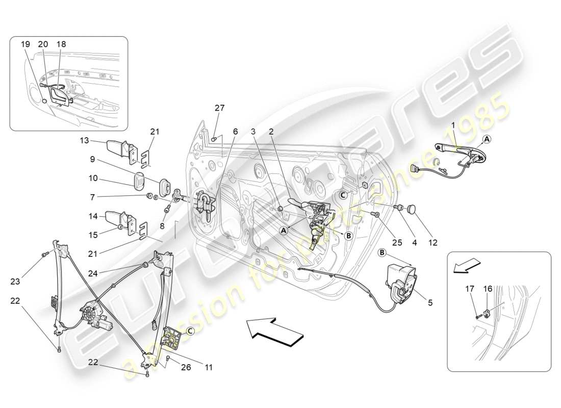 Maserati GranTurismo (2011) portes d'entrée : mécanismes Diagramme de pièce