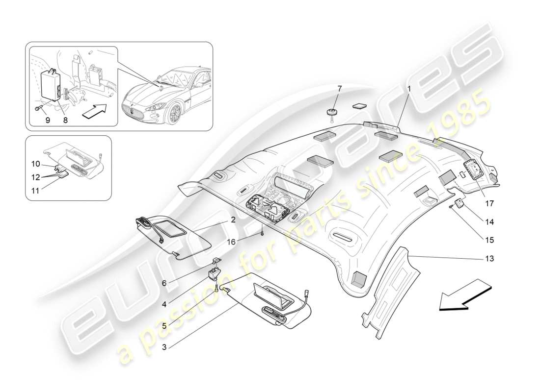 Maserati GranTurismo (2011) TOIT ET PARE-SOLEIL Diagramme de pièce