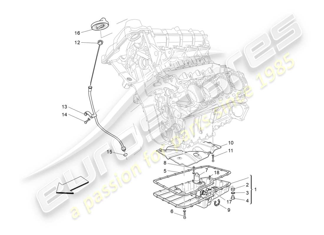 Maserati GranTurismo (2012) système de lubrification : circuit et collecte Diagramme de pièce
