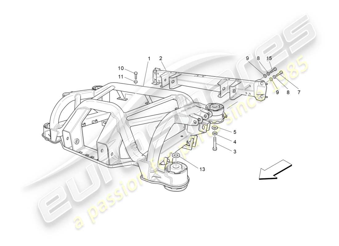 Maserati GranTurismo (2012) CHÂSSIS ARRIÈRE Diagramme de pièce