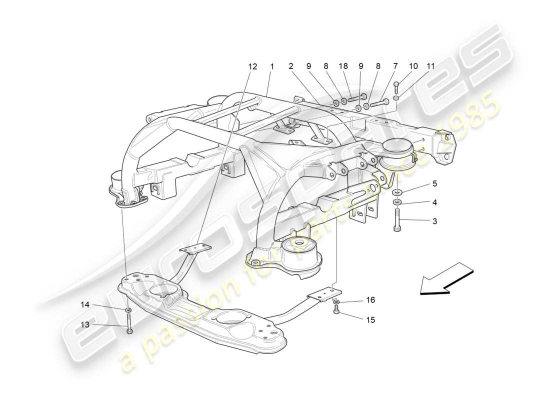 Maserati GranTurismo (2012) CHÂSSIS ARRIÈRE Diagramme de pièce