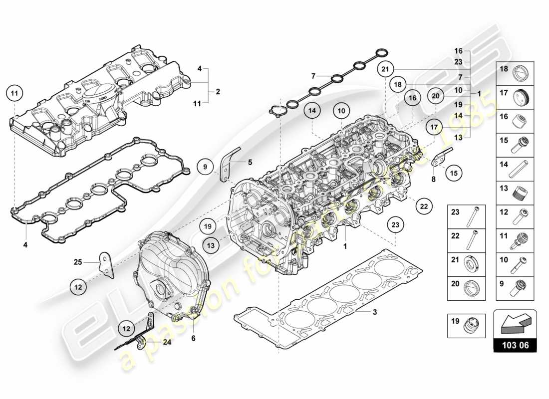 Lamborghini LP610-4 SPYDER (2018) CULASSE COMPLÈTE GAUCHE Schéma des pièces