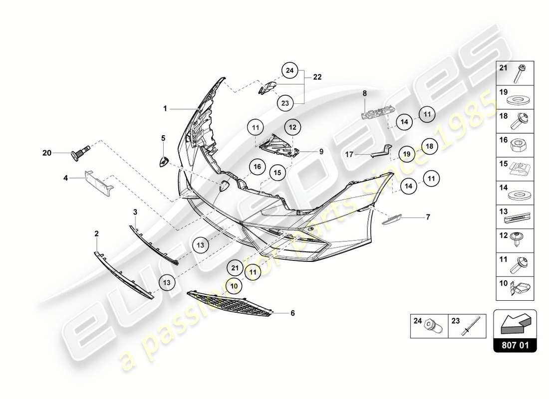 Lamborghini LP610-4 SPYDER (2018) PARE-CHOC, AVANT COMPLET Schéma des pièces