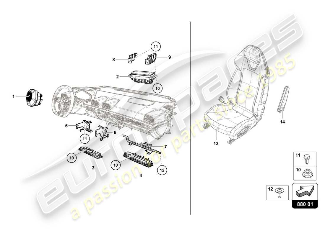 Lamborghini LP610-4 SPYDER (2018) AIRBAG Schéma des pièces