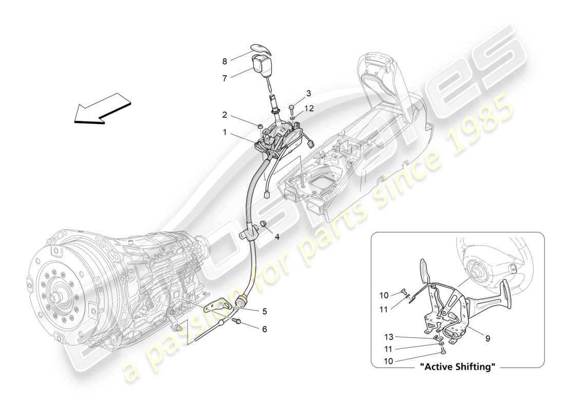 Maserati GranTurismo (2016) commandes conducteur pour boîte de vitesses automatique Diagramme de pièce