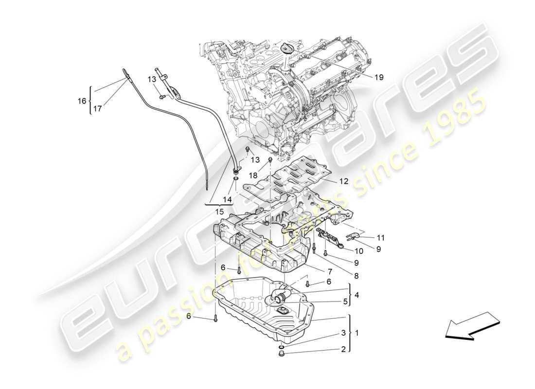 Maserati QTP 3.0 TDS V6 275HP (2015) système de lubrification : circuit et collecte Diagramme de pièce