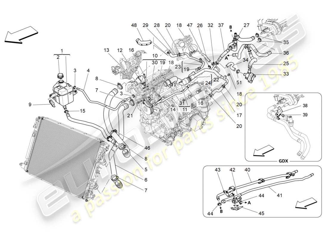 Maserati QTP 3.0 TDS V6 275HP (2015) système de refroidissement : nourrice et lignes Diagramme de pièce