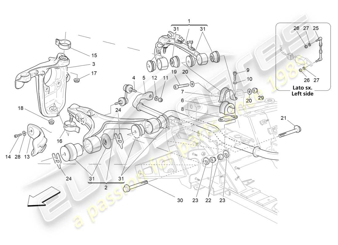 Maserati QTP 3.0 TDS V6 275HP (2015) Suspension avant Diagramme de pièce
