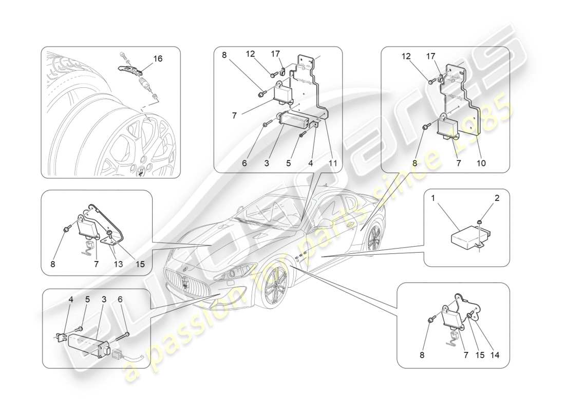 Maserati QTP 3.0 TDS V6 275HP (2015) SYSTÈME DE SURVEILLANCE DE LA PRESSION DES PNEUS Diagramme de pièce