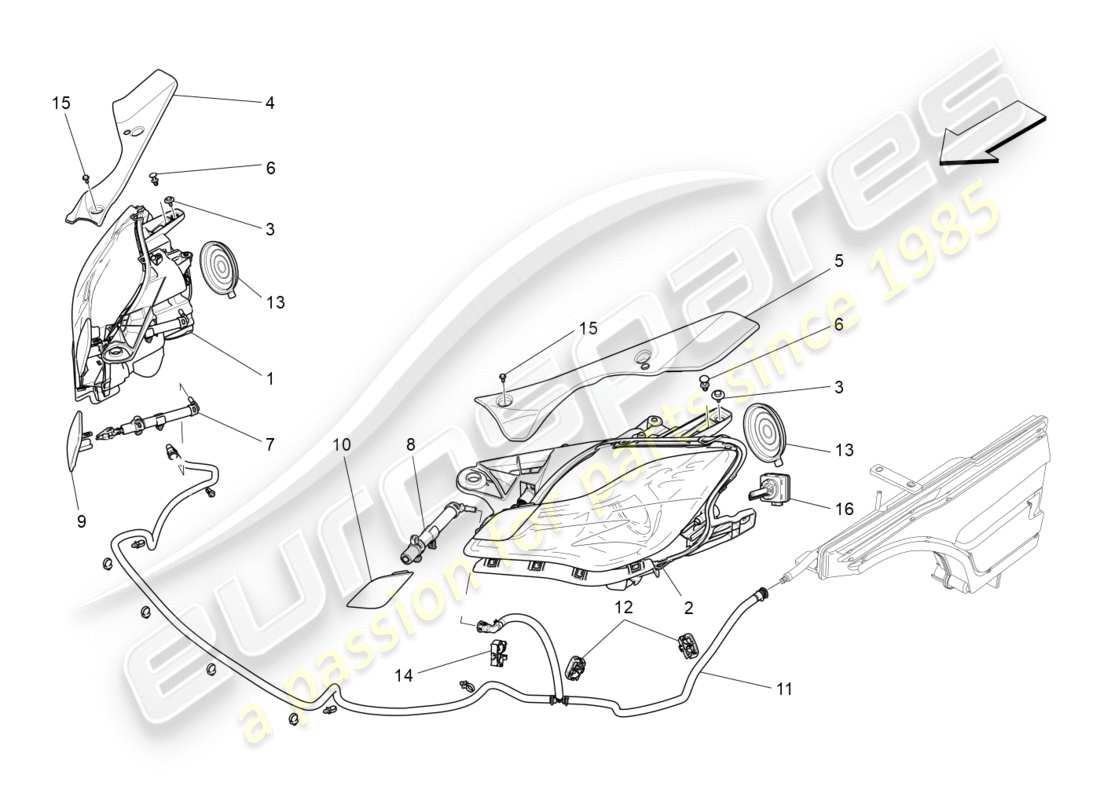 Maserati QTP 3.0 TDS V6 275HP (2015) groupes de phares Diagramme de pièce