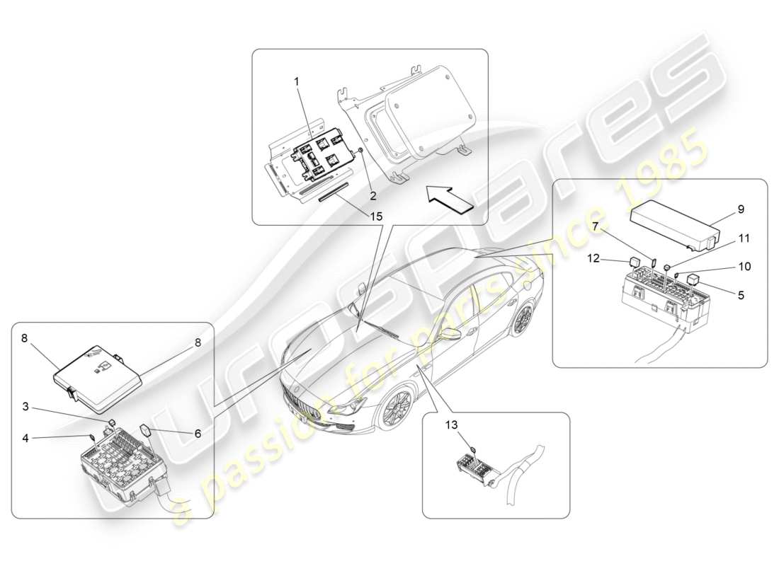 Maserati QTP 3.0 TDS V6 275HP (2015) RELAIS, FUSIBLES ET BOITES Diagramme de pièce