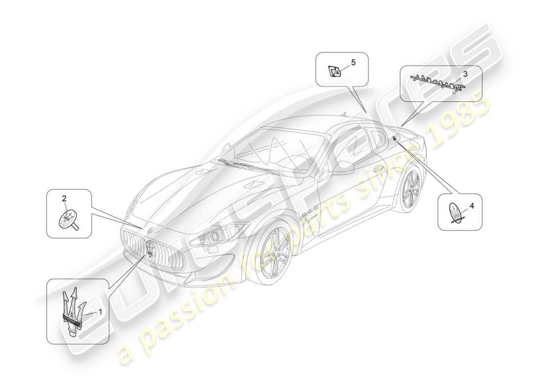Maserati QTP 3.0 TDS V6 275HP (2015) garnitures, marques et symboles Diagramme de pièce