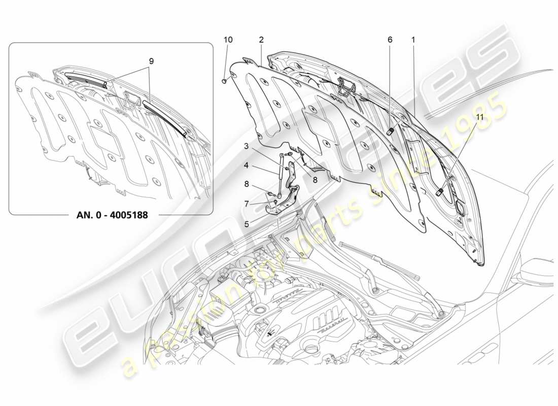 Maserati QTP 3.0 TDS V6 275HP (2015) couvercle avant Diagramme de pièce