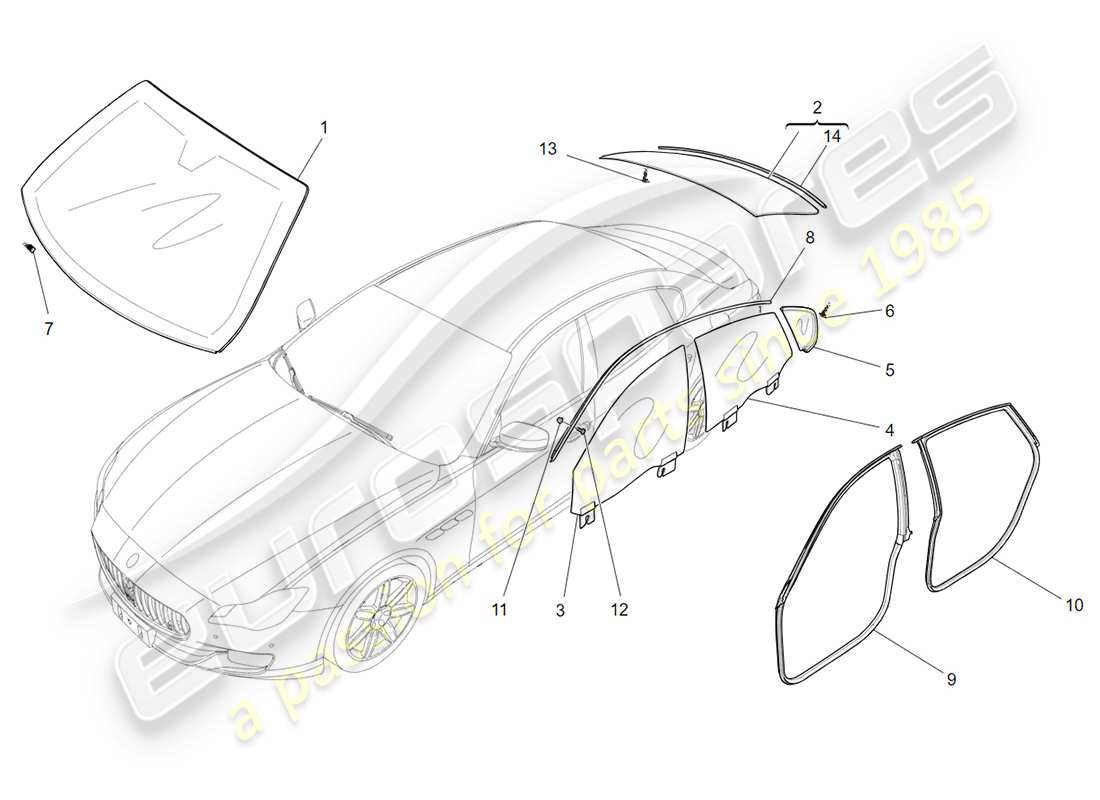 Maserati QTP 3.0 TDS V6 275HP (2015) FENÊTRES ET BANDES DE FENÊTRES Diagramme de pièce